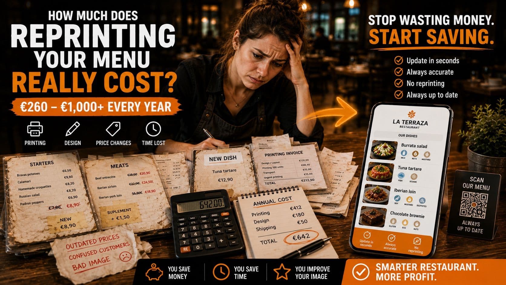 How Much Does Reprinting Your Restaurant Menu Actually Cost Per Year (and How to Stop Doing It)