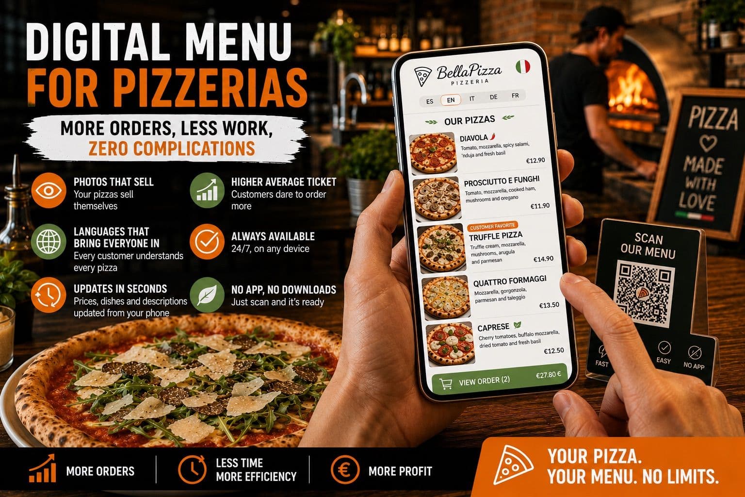 Digital Menu for Pizzerias: How to Digitize Your Menu and Boost Sales Effortlessly