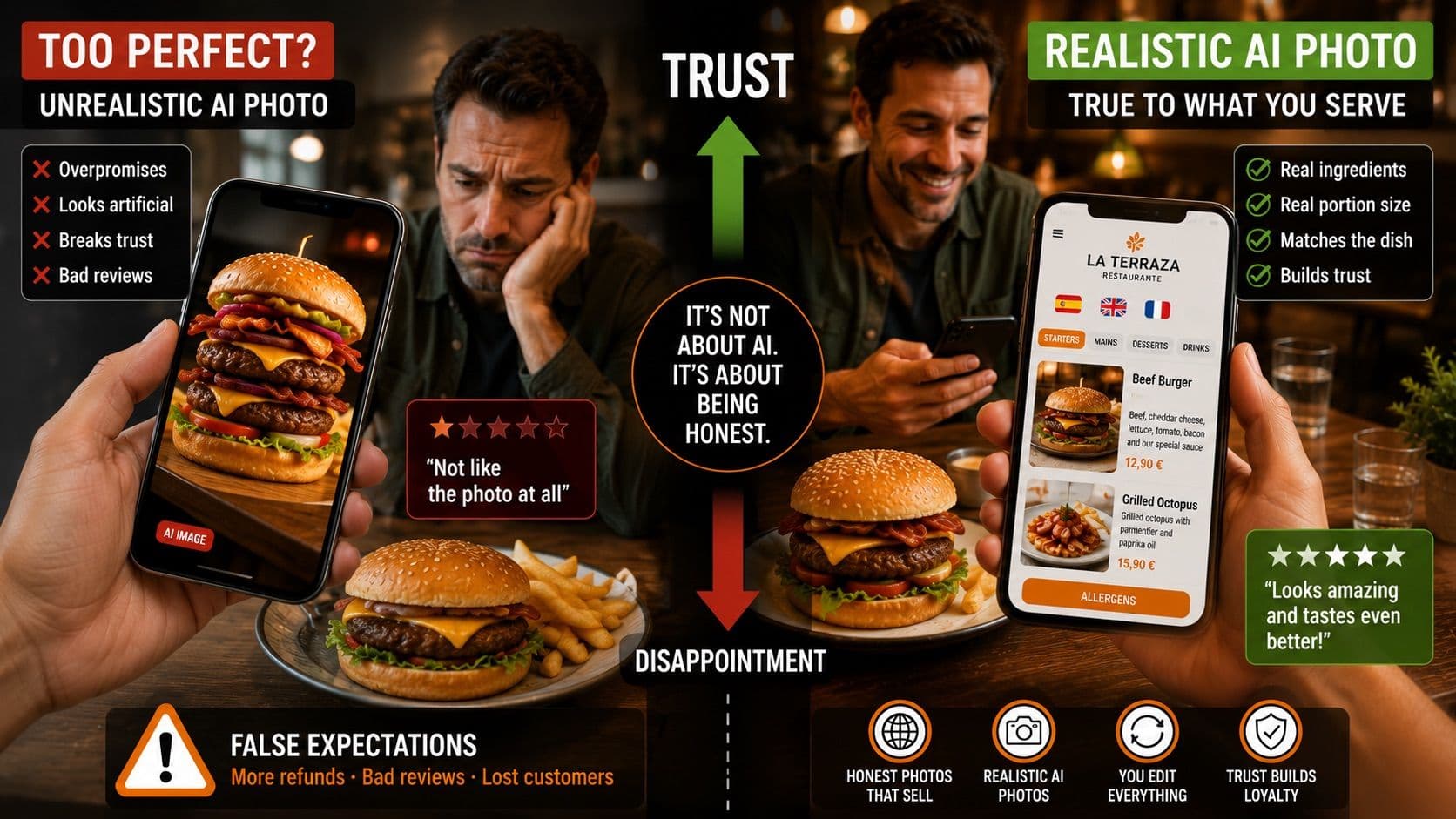 Do AI photos make your menu look fake? The truth without the marketing