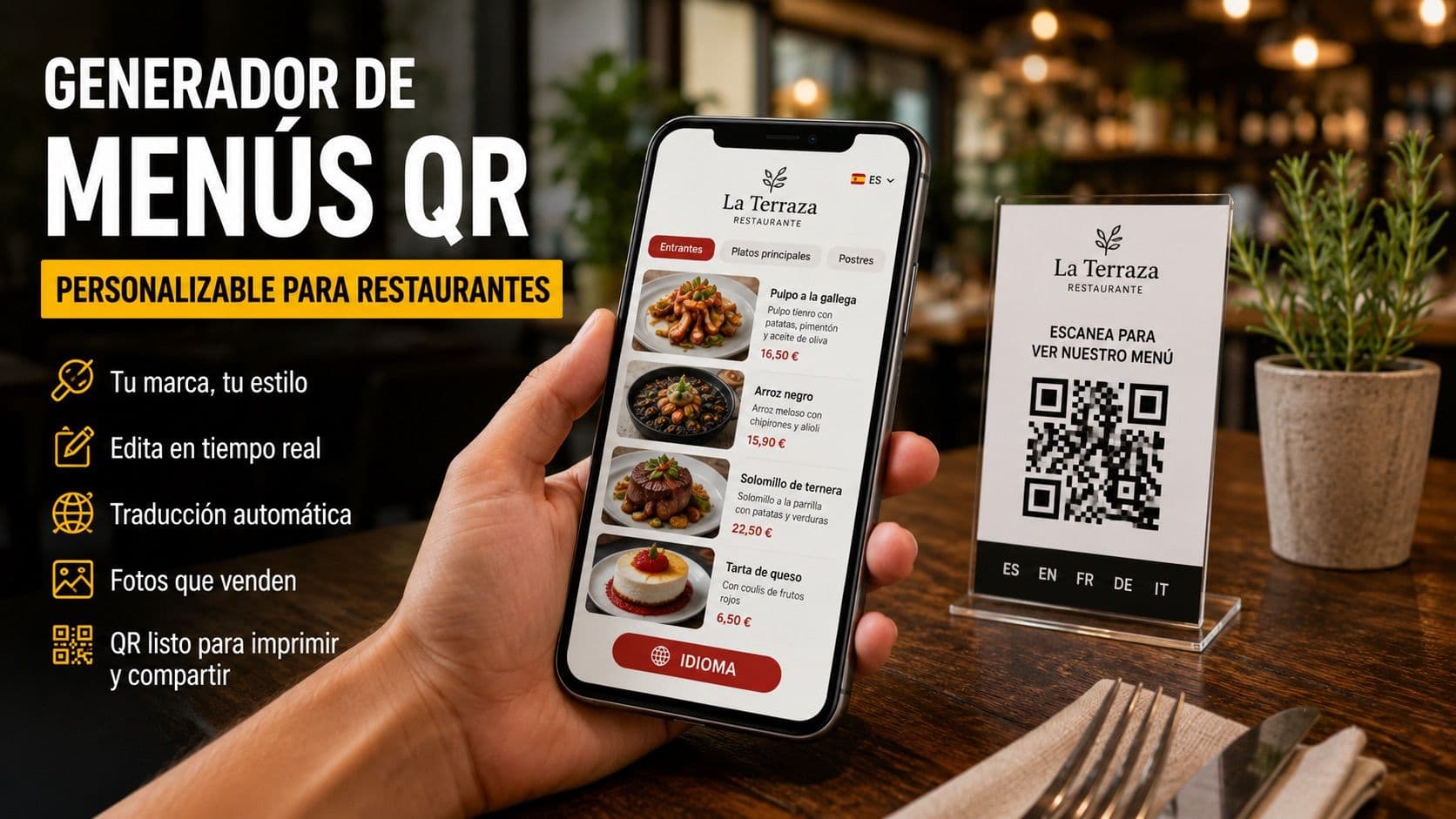 Los mejores generadores de menús con códigos QR personalizables para restaurantes